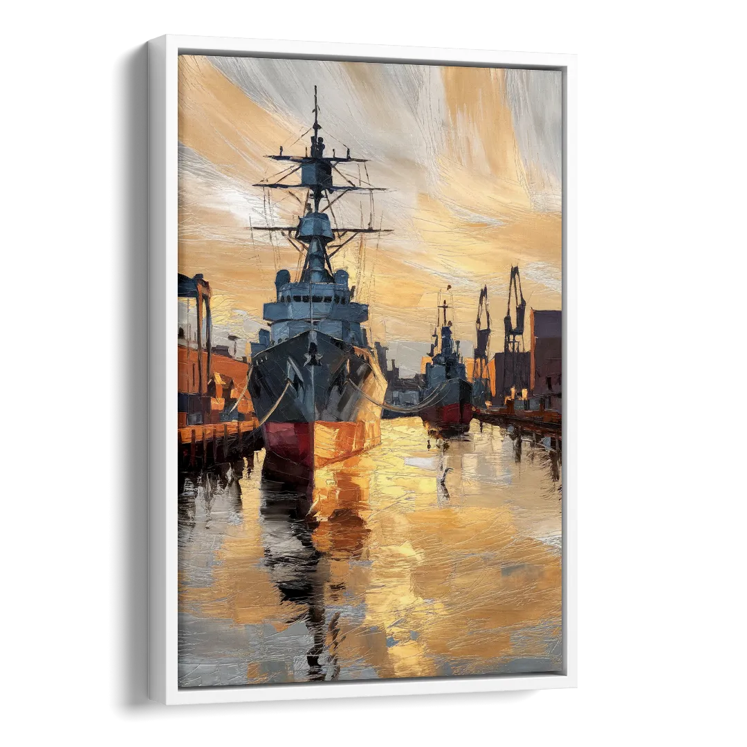Norfolk Naval Shipyard Tribute Side - White Canvas Wall Art
