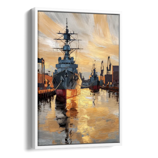 Norfolk Naval Shipyard Tribute Side - White Canvas Wall Art