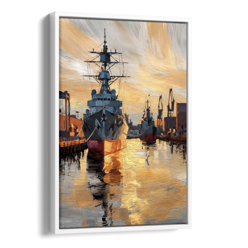 Norfolk Naval Shipyard Tribute Side - White Canvas Wall Art
