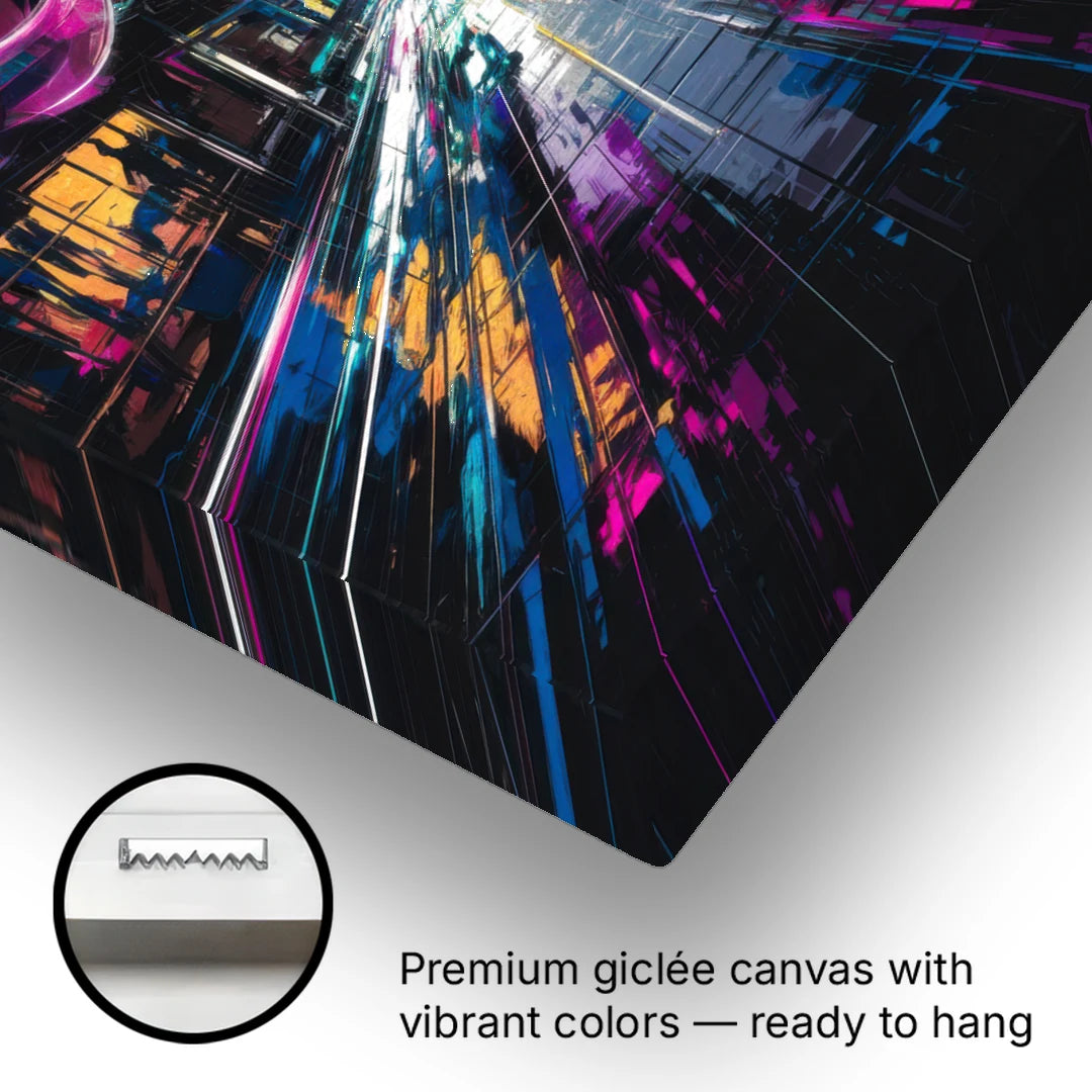 Norfolk Neon District Vibes - Canvas Wall Art - Gallery Wrap Corner