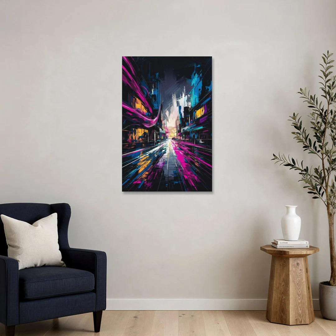 Norfolk Neon District Vibes - Canvas Wall Art - Sofa - 24x36