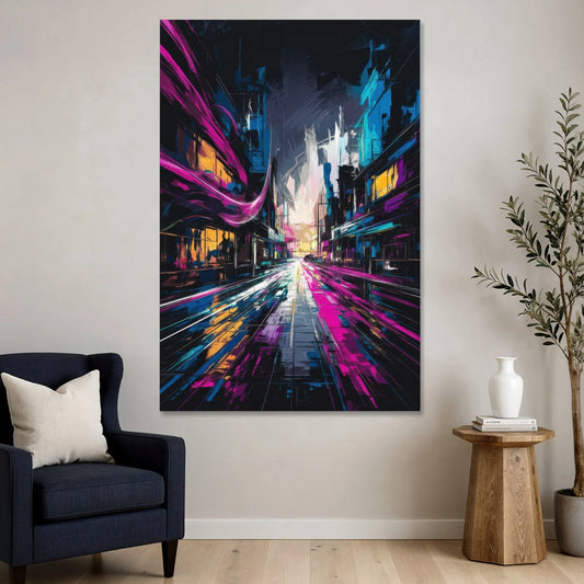 Norfolk Neon District Vibes - Canvas Wall Art - Sofa - 40x60