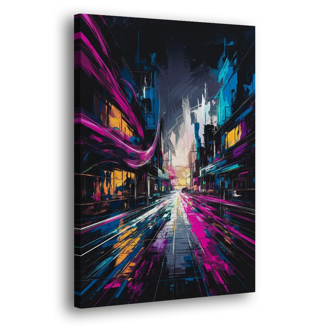 Norfolk Neon District Vibes Side - Canvas Wall Art
