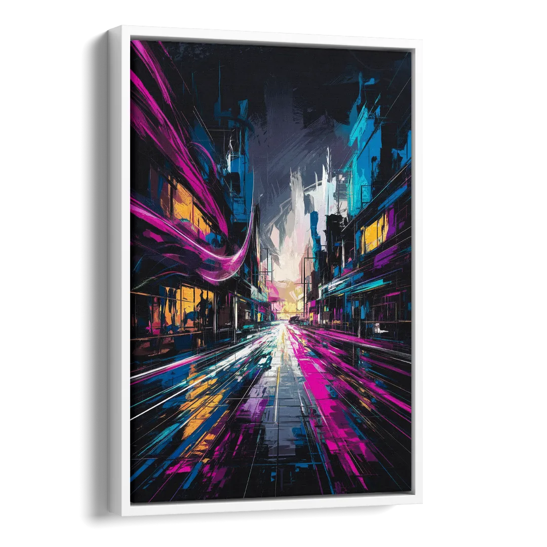 Norfolk Neon District Vibes Side - White Canvas Wall Art