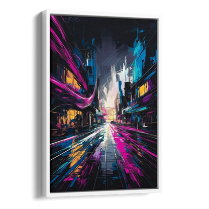 Norfolk Neon District Vibes Side - White Canvas Wall Art