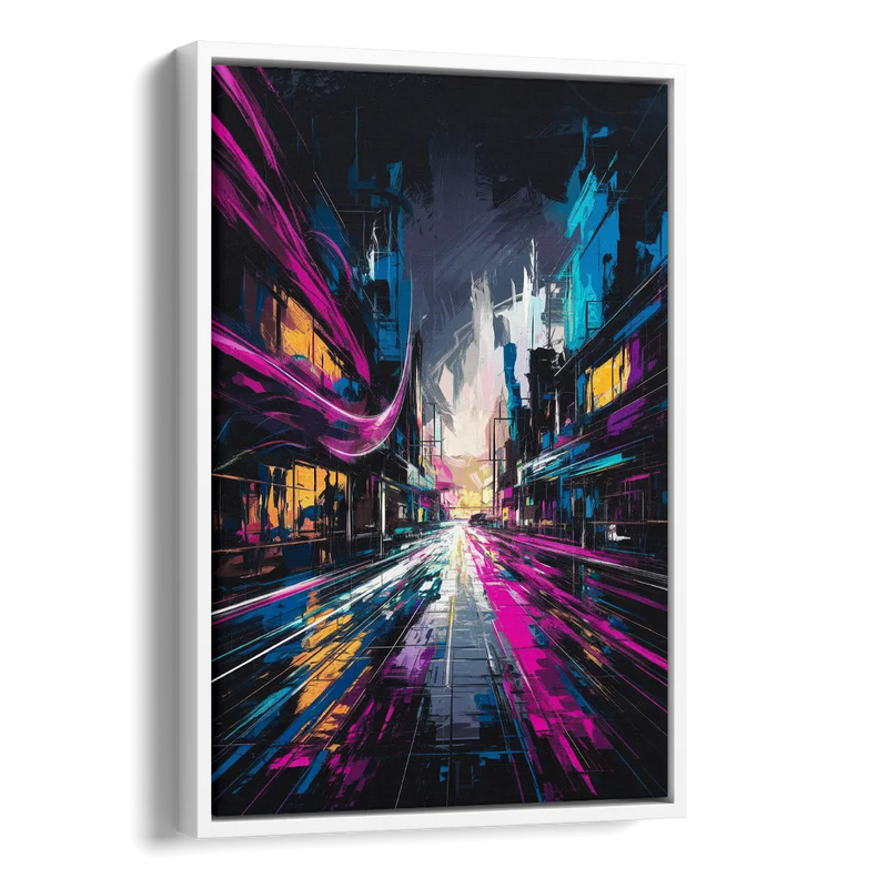 Norfolk Neon District Vibes Side - White Canvas Wall Art