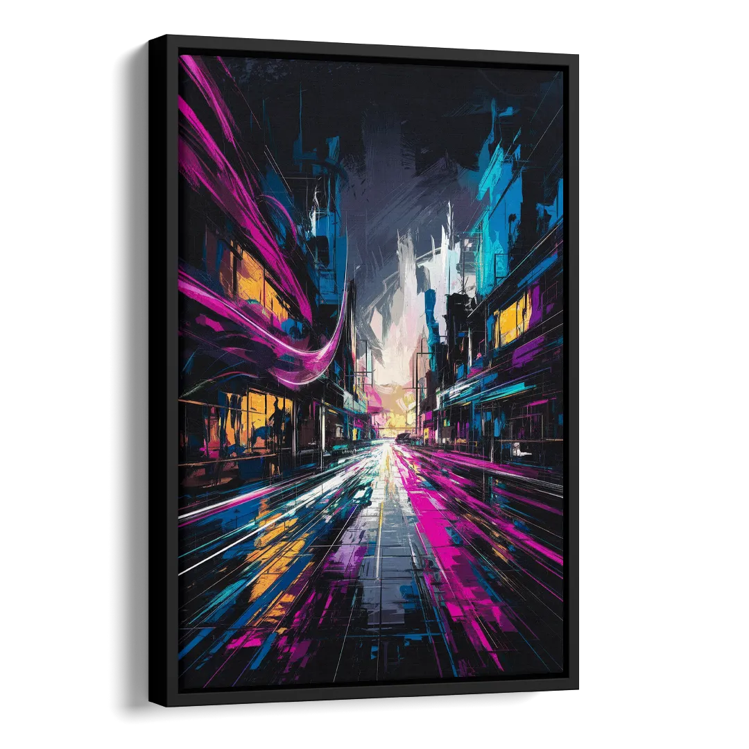 Norfolk Neon District Vibes Side - Black Canvas Wall Art