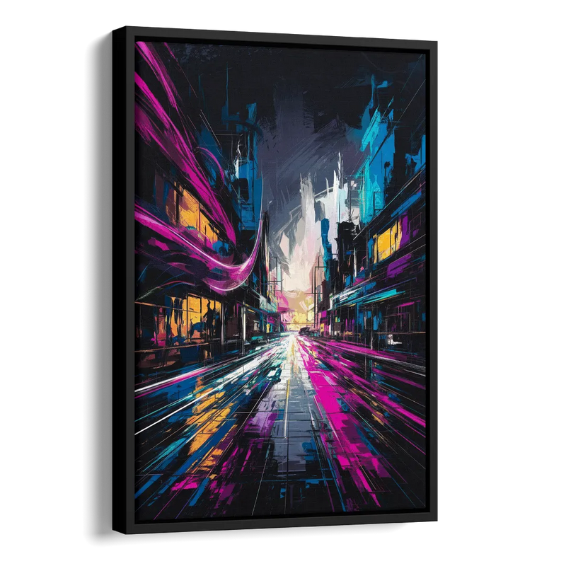 Norfolk Neon District Vibes Side - Black Canvas Wall Art