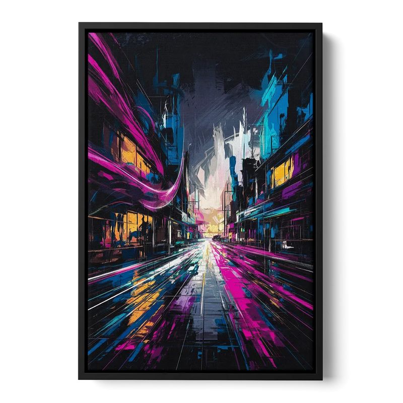 Norfolk Neon District Vibes Front - Black Canvas Wall Art