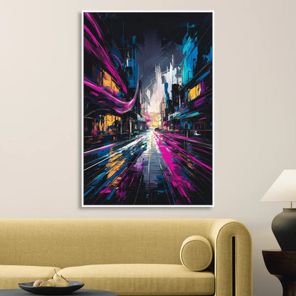 Norfolk Neon District Vibes Sitting Room - White Canvas Wall Art