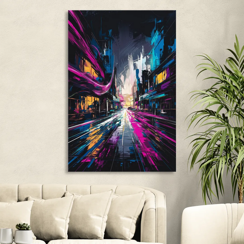 Norfolk Neon District Vibes Sitting Room - Canvas Wall Art