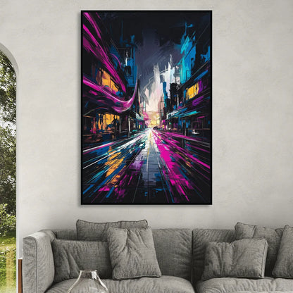 Norfolk Neon District Vibes Sitting Room - Black Canvas Wall Art