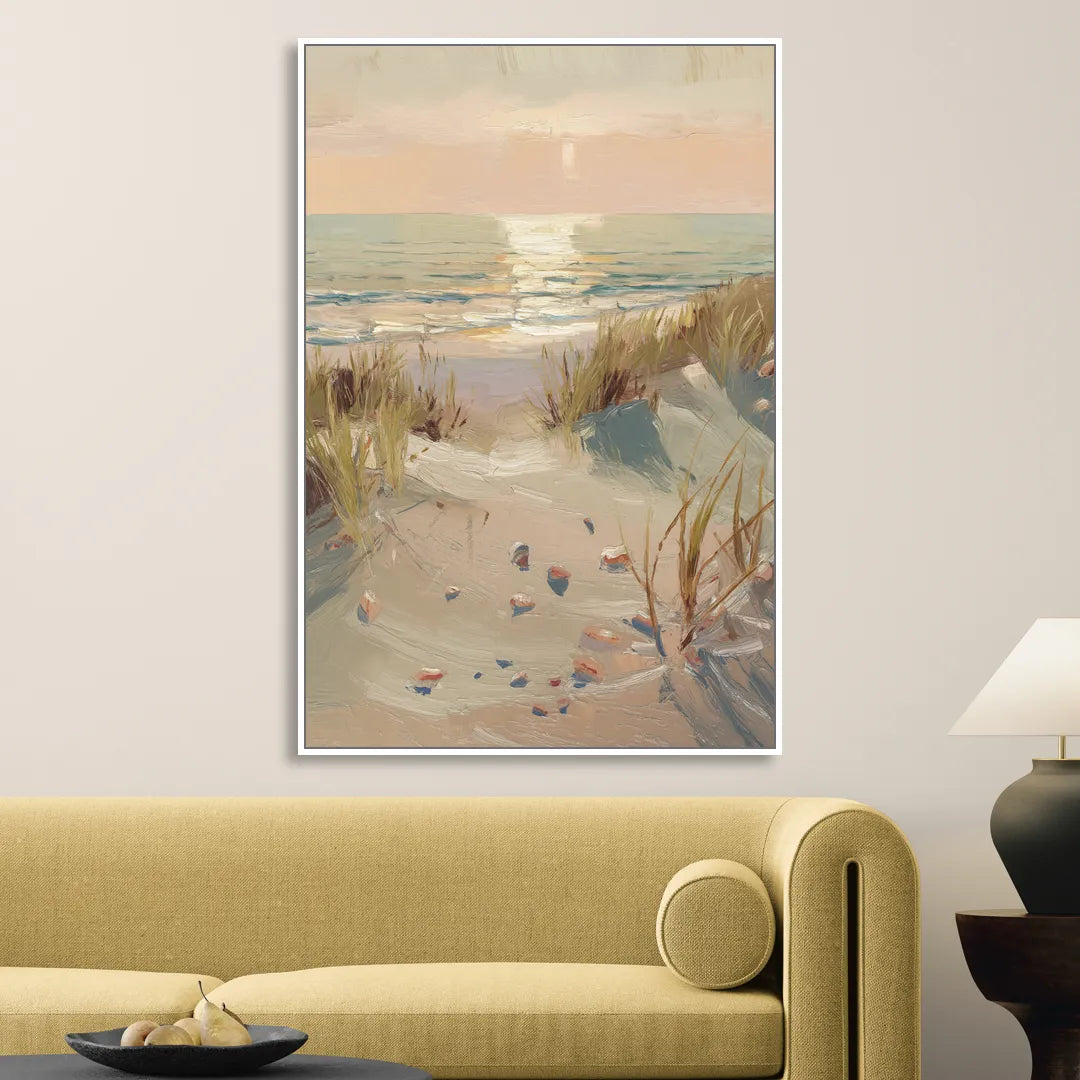 Norfolk Oceanfront Serenity Living Room - White Canvas Wall Art