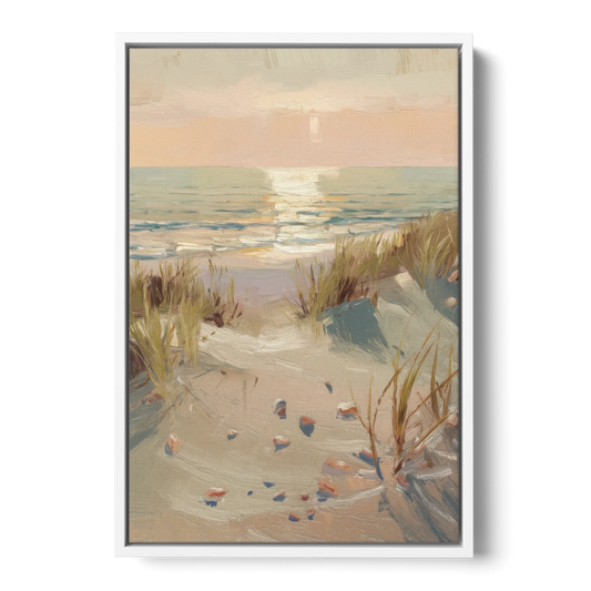 Norfolk Oceanfront Serenity - White Framed Canvas Wall Art - Front