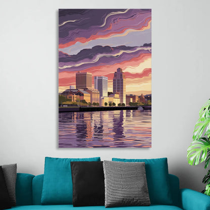 Norfolk Skyline at Sunset Sitting Room - Canvas Wall Art