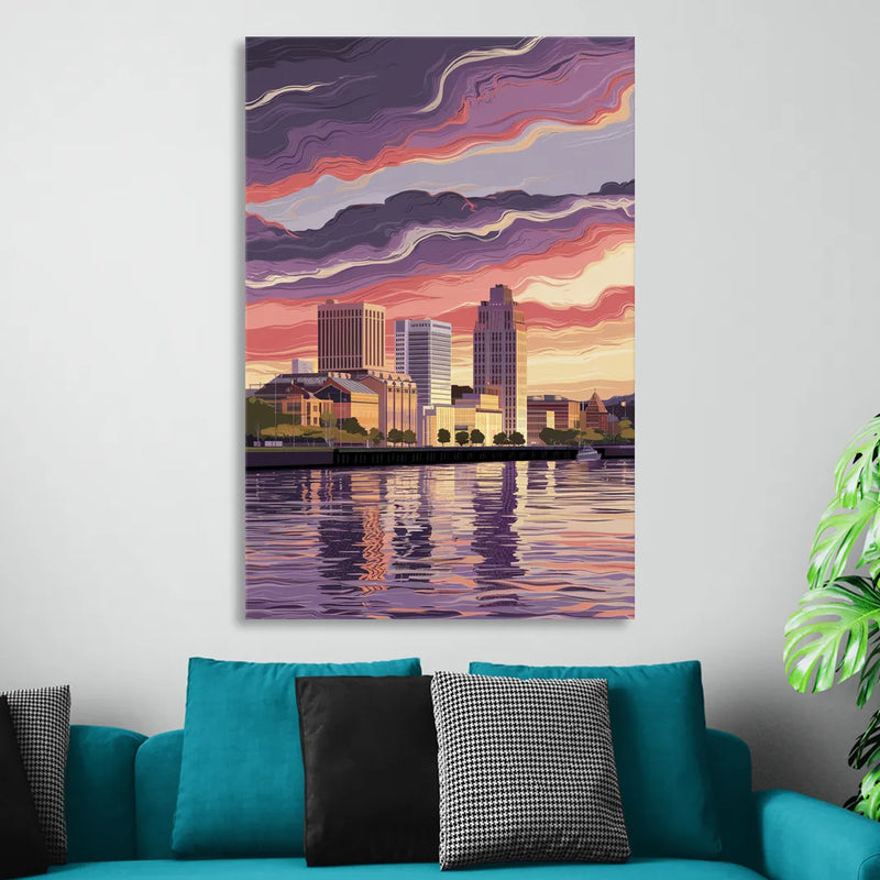 Norfolk Skyline at Sunset Sitting Room - Canvas Wall Art