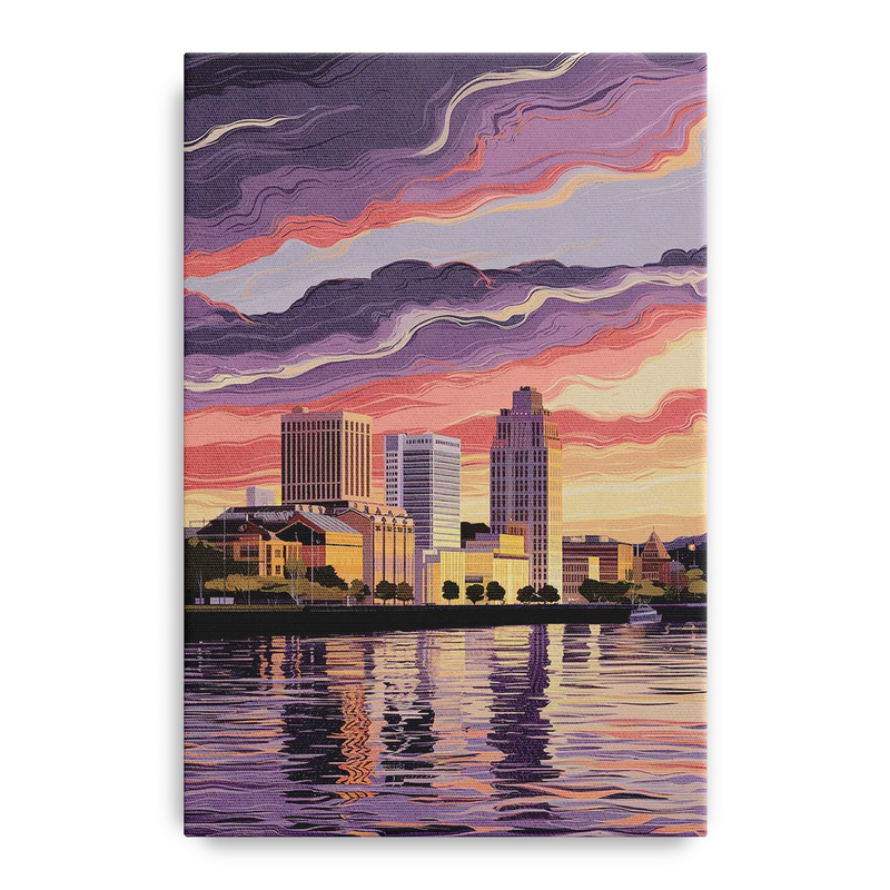 Norfolk Skyline at Sunset Front - Canvas Wall Art