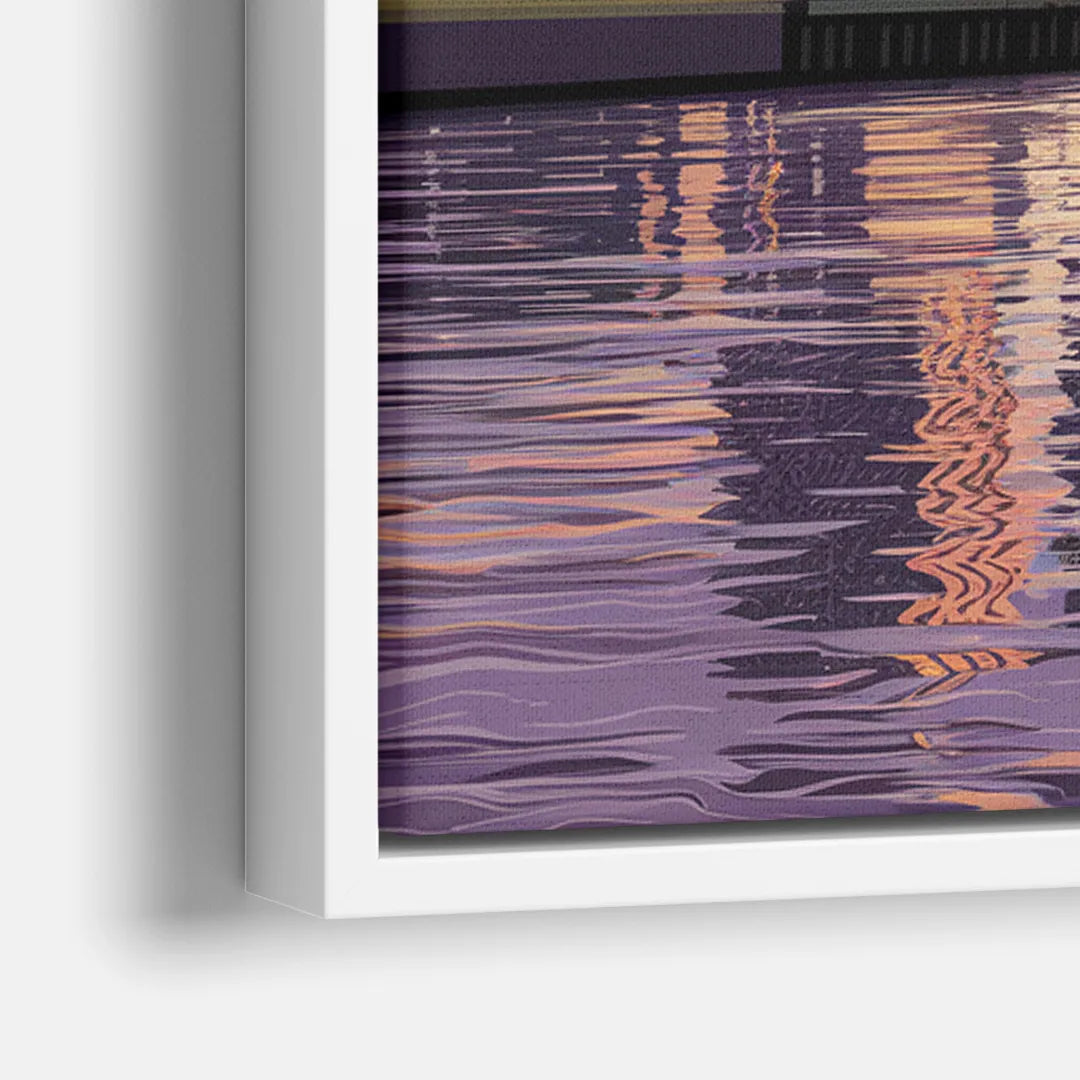 Norfolk Skyline at Sunset - Close-Up White Frame Canvas