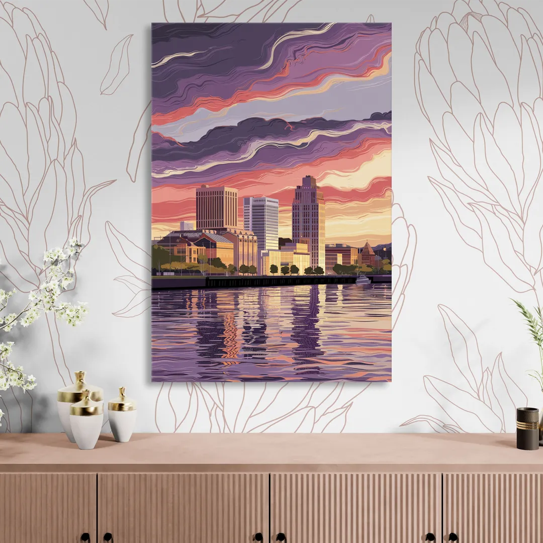 Norfolk Skyline at Sunset Living Room - Canvas Wall Art
