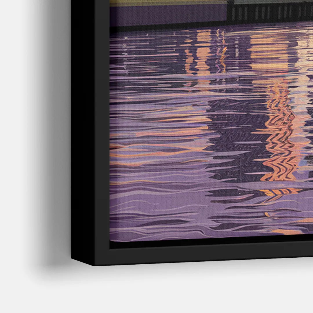 Norfolk Skyline at Sunset - Close-Up Black Frame Canvas