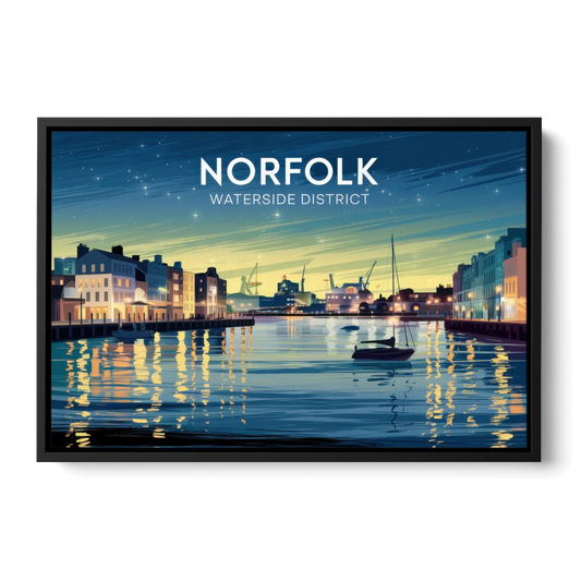 Norfolk Waterside District - Black Framed Canvas Wall Art - Front