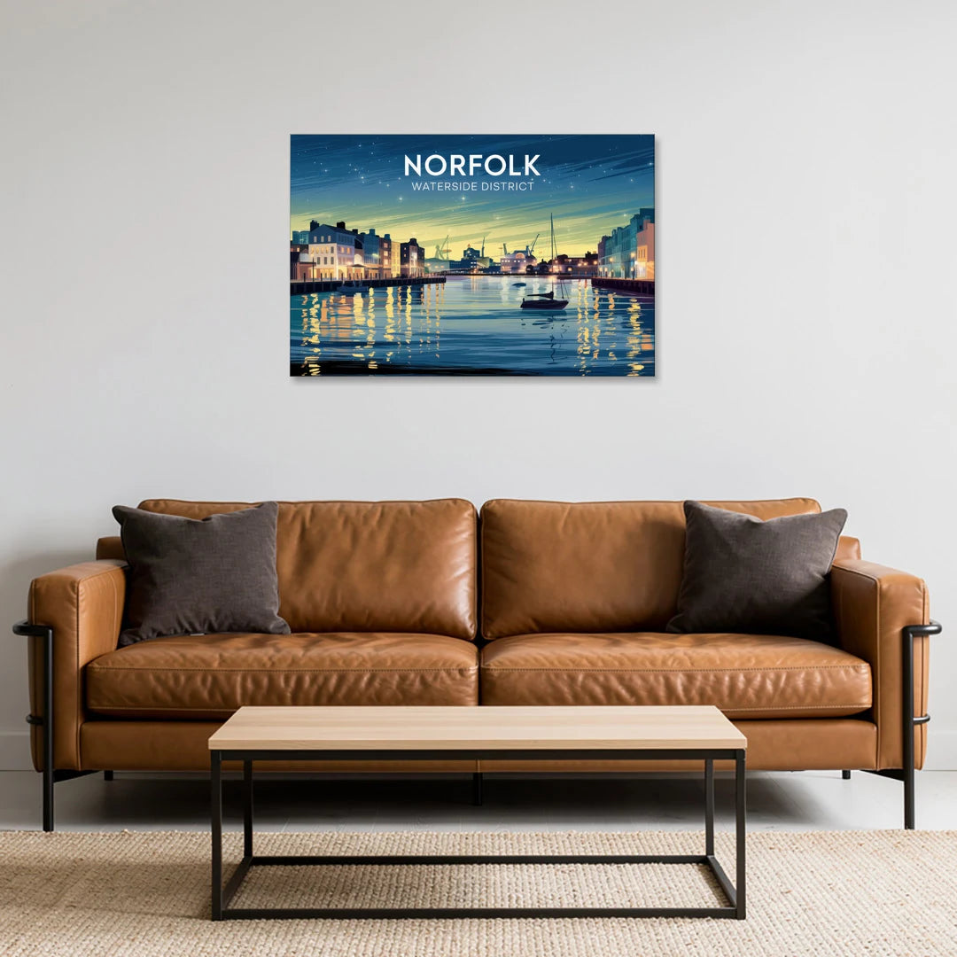 Norfolk Waterside District - Canvas Wall Art - Sofa - 36x24