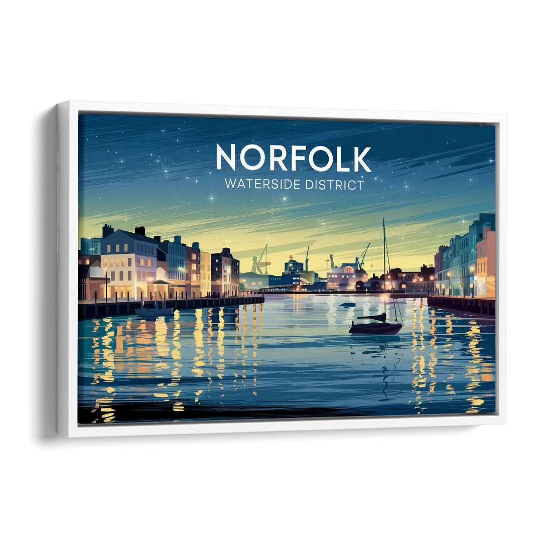 Norfolk Waterside District Side - White Canvas Wall Art