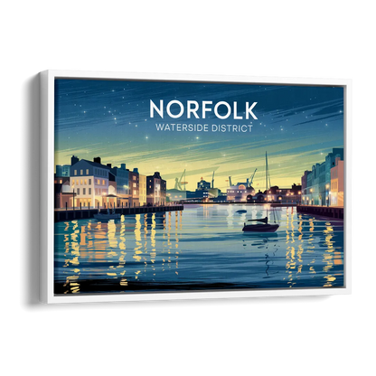 Norfolk Waterside District Side - White Canvas Wall Art
