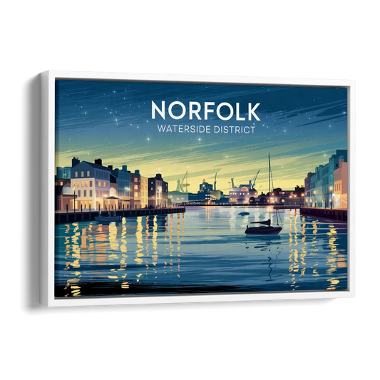 Norfolk Waterside District Side - White Canvas Wall Art