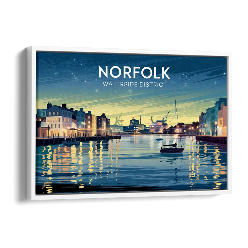 Norfolk Waterside District Side - White Canvas Wall Art