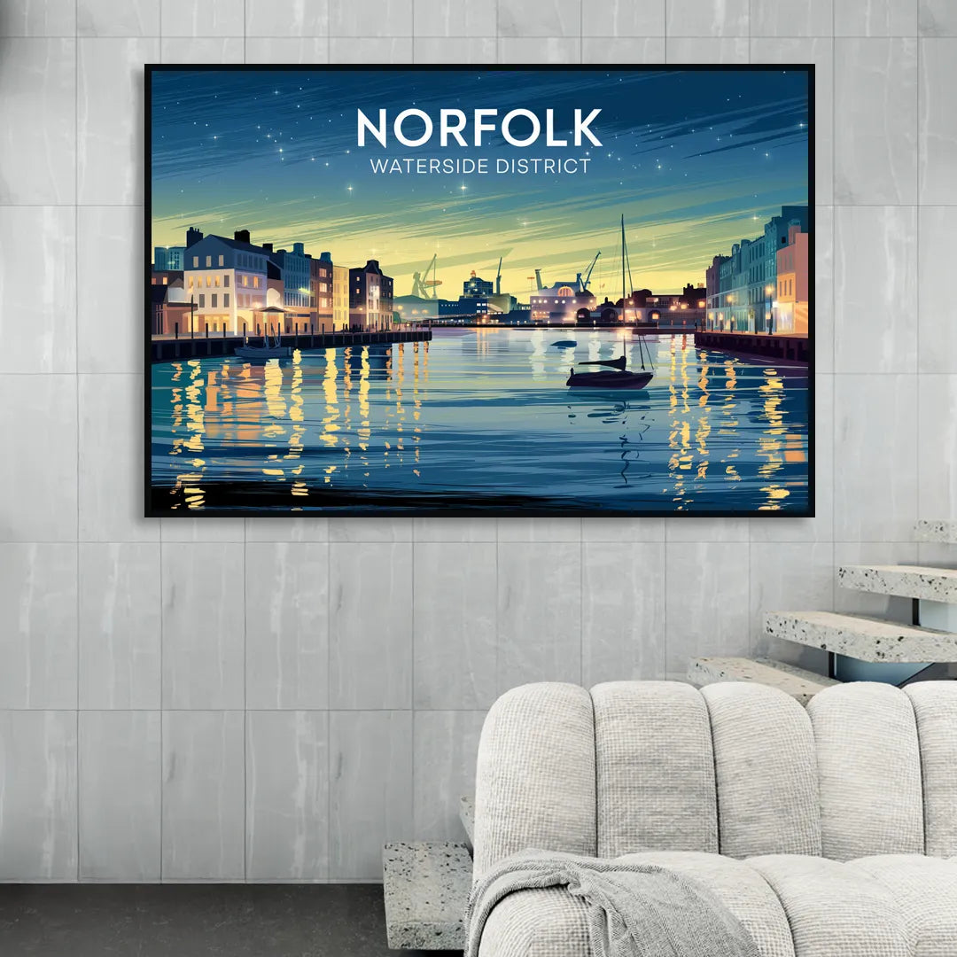 Norfolk Waterside District Sitting Room - Black Canvas Wall Art