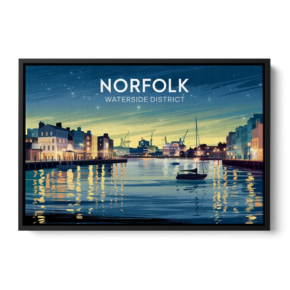 Norfolk Waterside District Front - Black Canvas Wall Art