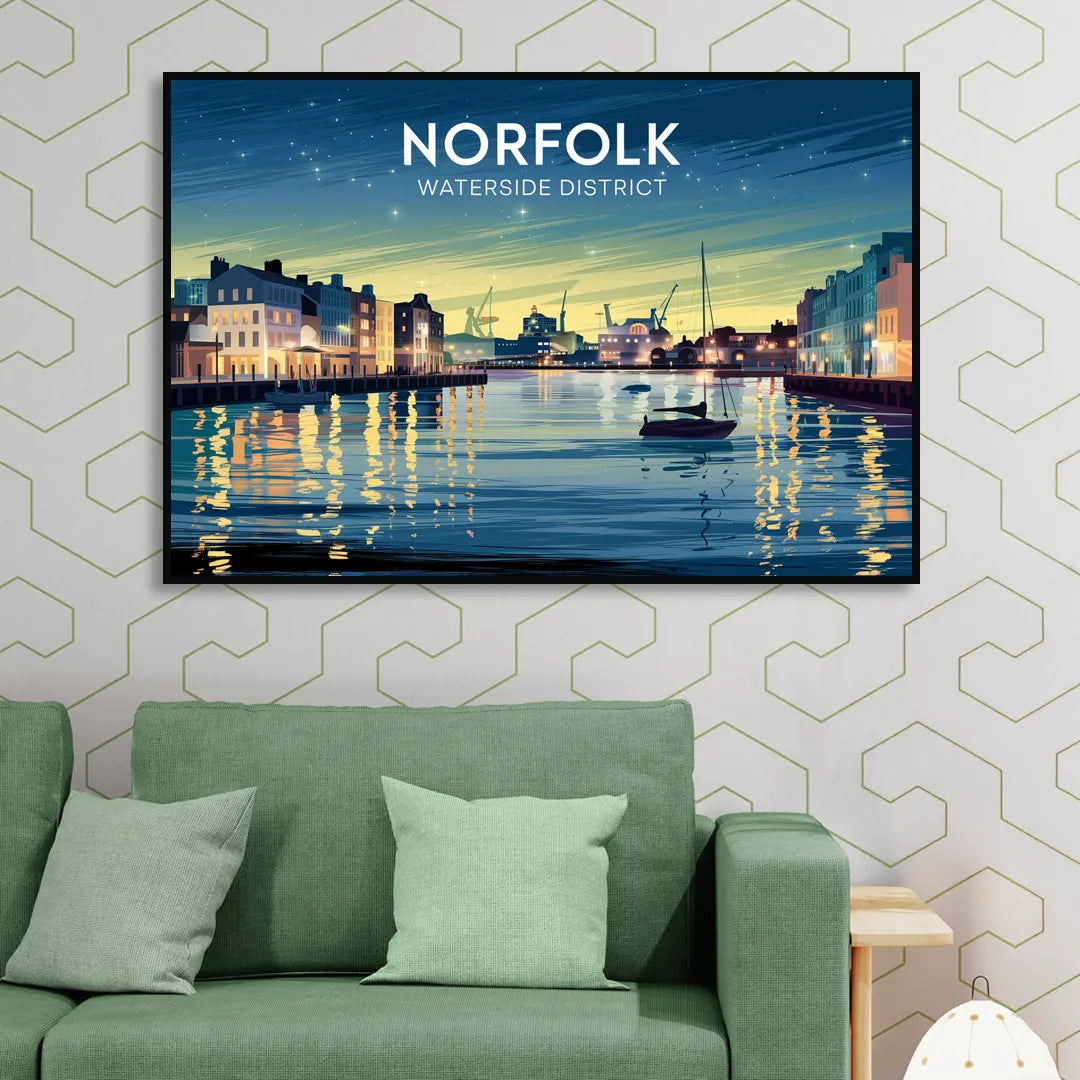 Norfolk Waterside District Living Room - Black Canvas Wall Art