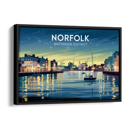 Norfolk Waterside District Side - Black Canvas Wall Art