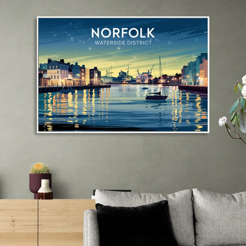 Norfolk Waterside District Living Room - White Canvas Wall Art