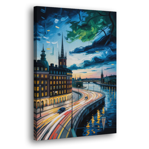 Norrmalm Nights - Canvas Wall Art - Side