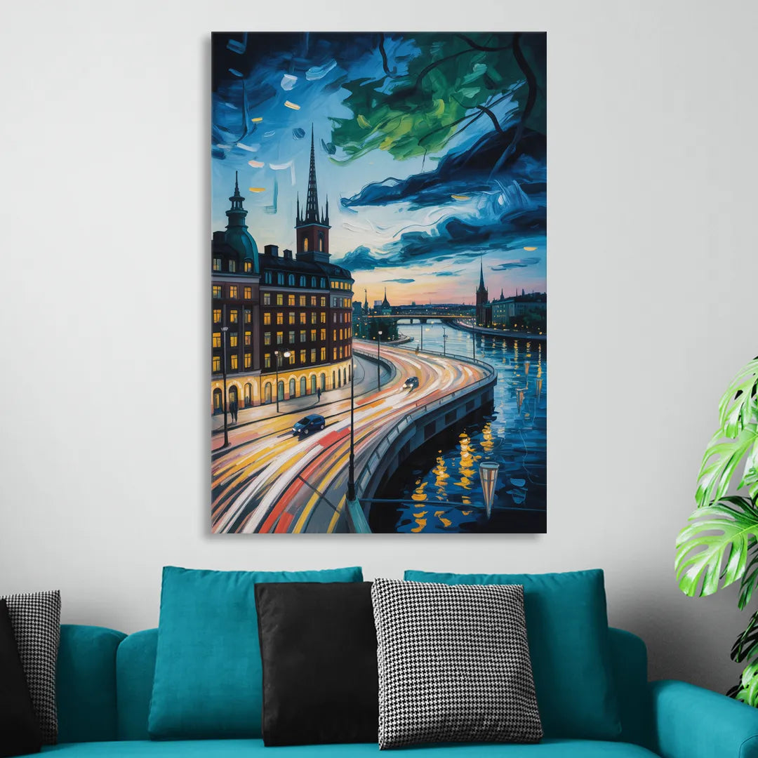 Norrmalm Nights Sitting Room - Canvas Wall Art