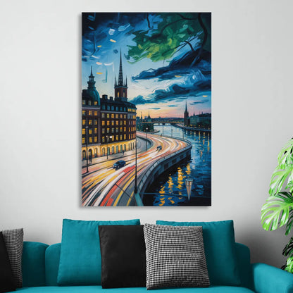 Norrmalm Nights Sitting Room - Canvas Wall Art