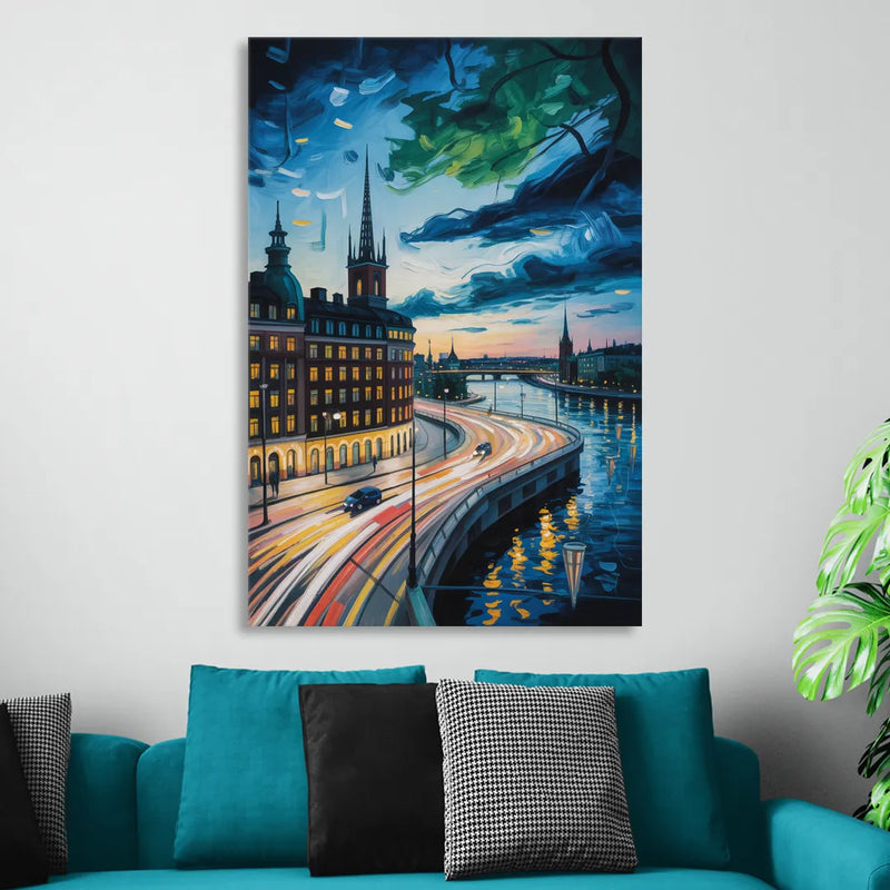 Norrmalm Nights Sitting Room - Canvas Wall Art