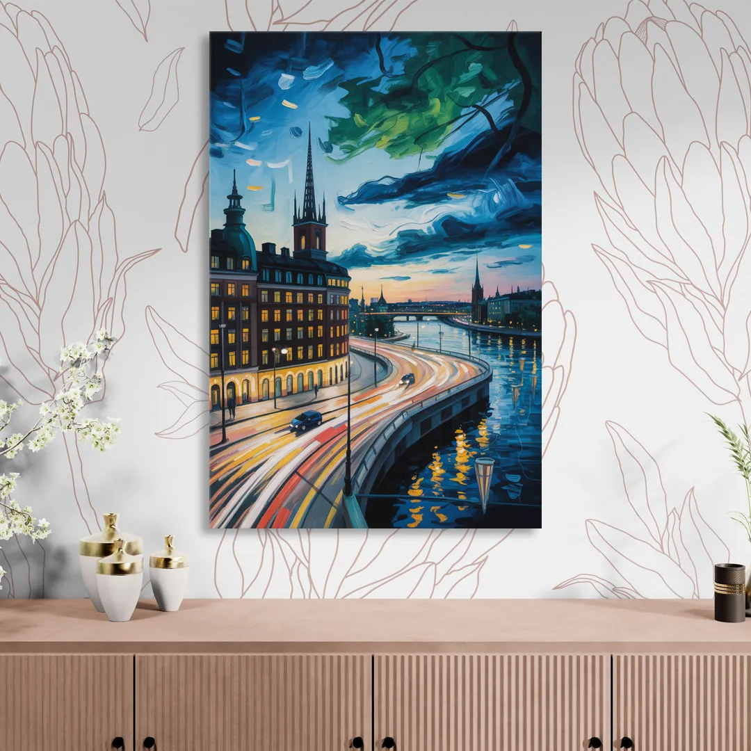 Norrmalm Nights Living Room - Canvas Wall Art