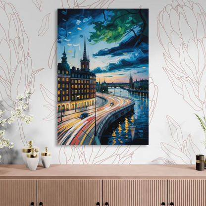 Norrmalm Nights Living Room - Canvas Wall Art