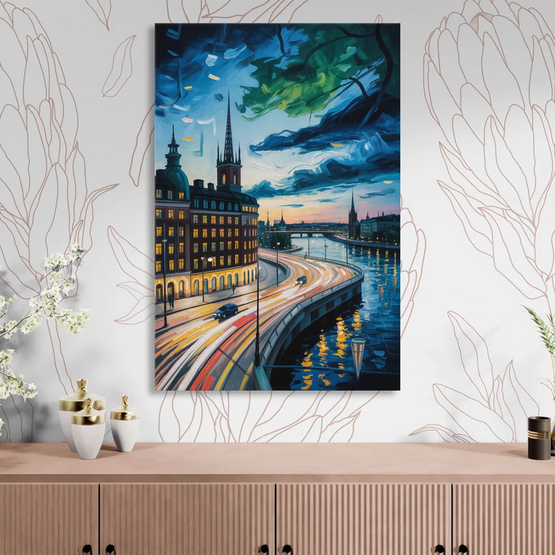 Norrmalm Nights Living Room - Canvas Wall Art