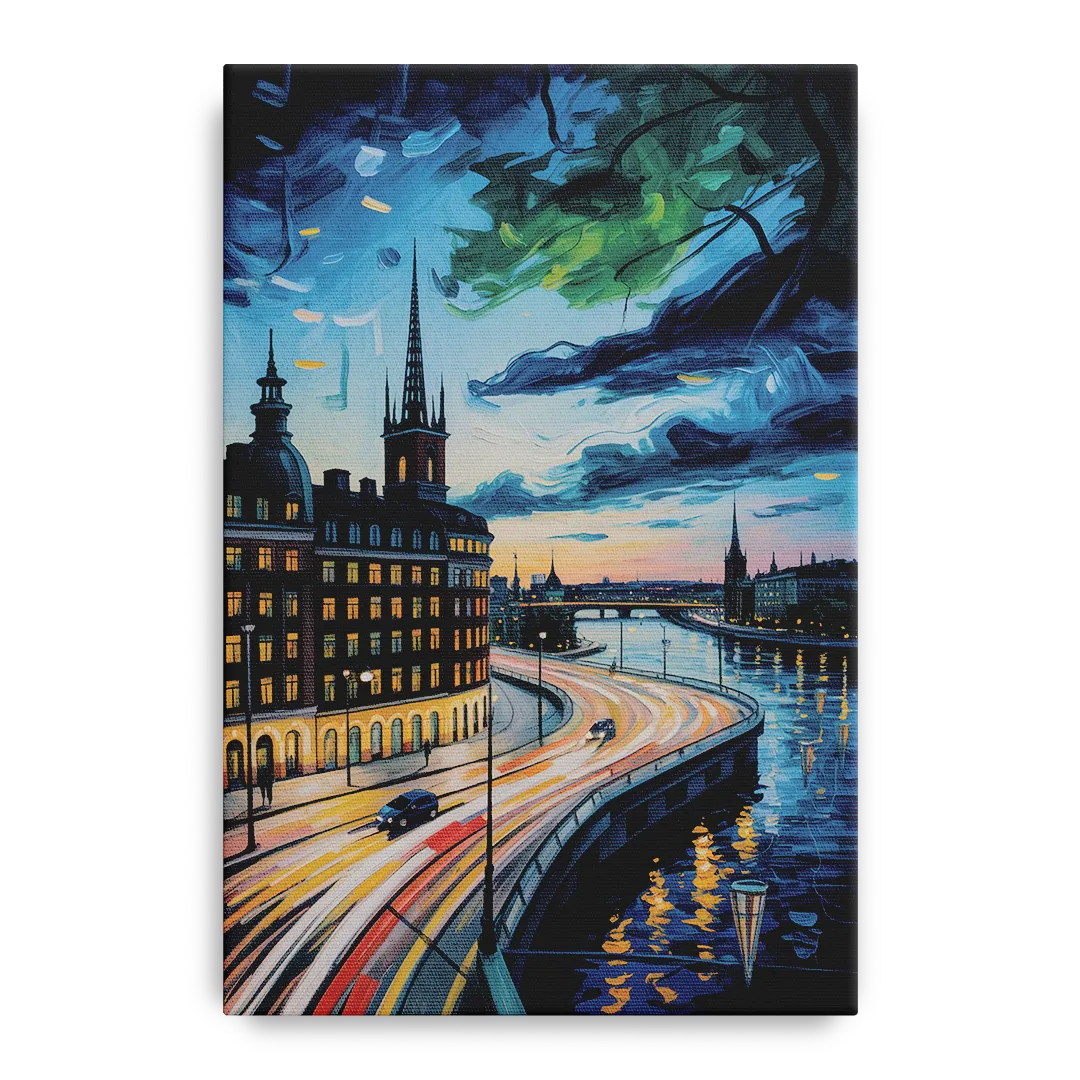 Norrmalm Nights Front - Canvas Wall Art