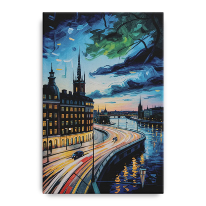 Norrmalm Nights Front - Canvas Wall Art