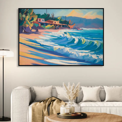 North Sayulita Shore Living Room - Black Canvas Wall Art