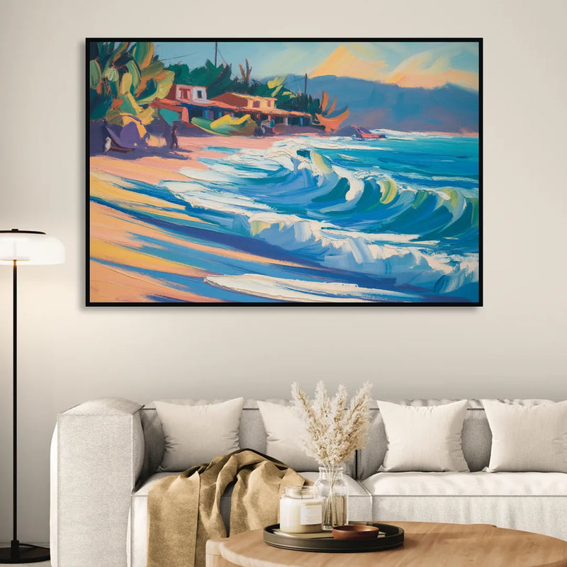North Sayulita Shore Living Room - Black Canvas Wall Art