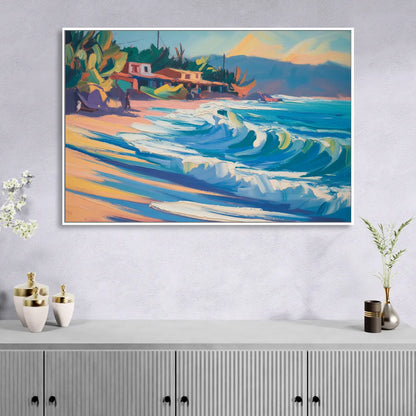 North Sayulita Shore Living Room - White Canvas Wall Art