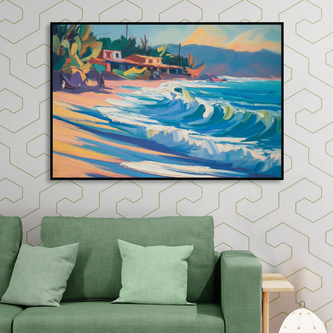 North Sayulita Shore Sitting Room - Black Canvas Wall Art