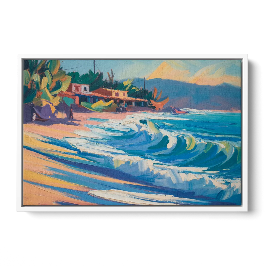 North Sayulita Shore Front - White Canvas Wall Art