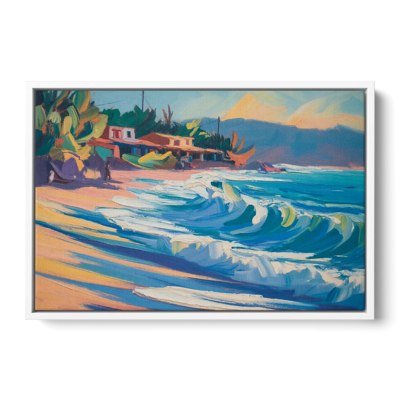 North Sayulita Shore Front - White Canvas Wall Art
